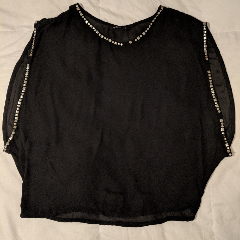 Rock and Republic sheer studded black top